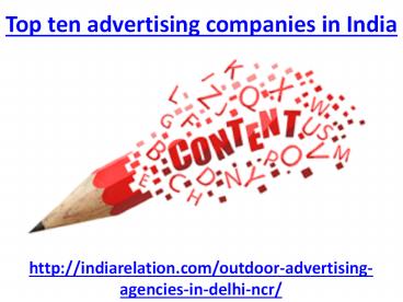 Get the best top ten advertising companies in India