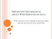 Important Information about Web Services in Java