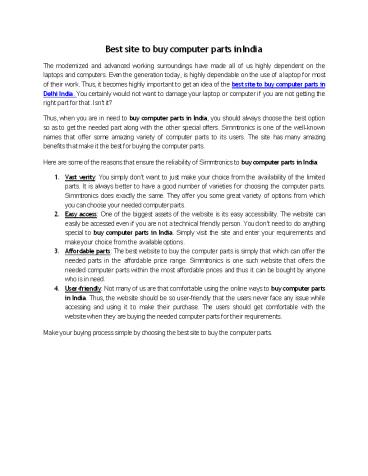 Best site to buy computer parts in India