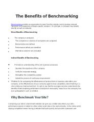 The Benefits of Benchmarking