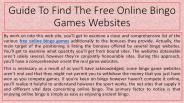 Guide To Find The Free Online Bingo Games Websites