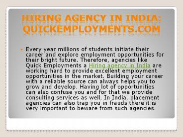 Hiring agency in India