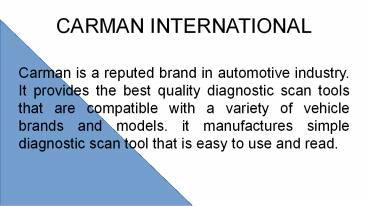 Carman Diagnostic Scan Tool