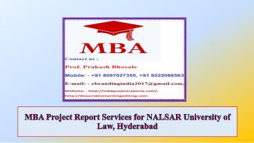 MBA Project Report Services for NALSAR University of Law, Hyderabad