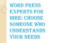 Word Press Experts for Hire: Choose Someone Who Understands Your Needs PowerPoint PPT Presentation