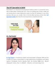 Top IVF  Specialist In Delhi