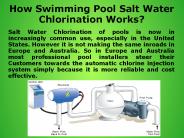 How Swimming Pool Salt Water Chlorination Works?