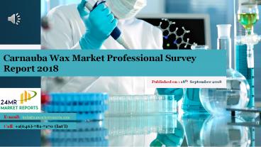 Carnauba Wax Market Professional Survey Report 2018