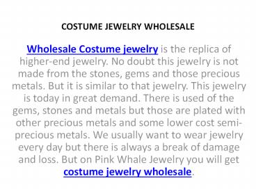 COSTUME JEWELRY WHOLESALE