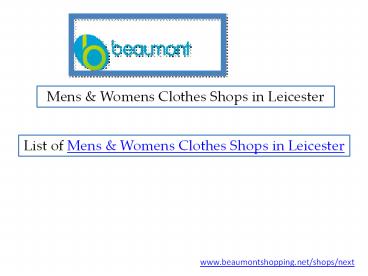 Mens & Women Clothes Shops in Leicester
