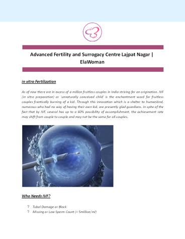 Advanced Fertility and Surrogacy Centre Lajpat Nagar | ElaWoman