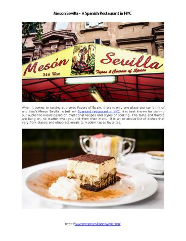 Meson Sevilla - Spanish Restaurant in New York