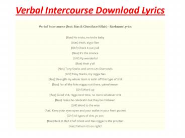 Verbal Intercourse Download Lyrics