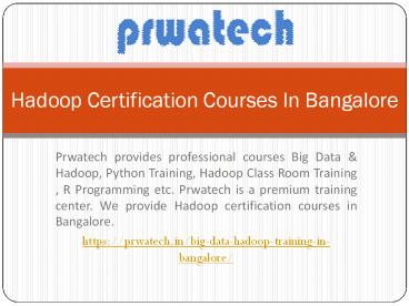 Hadoop Certification Courses in Bangalore