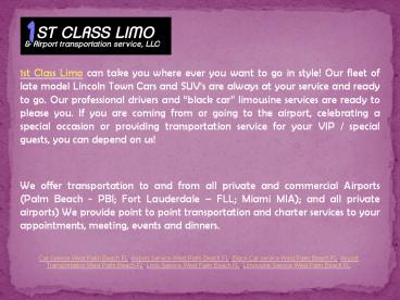 Airport Transportation West Palm Beach FL -USA