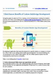 5 Best Known Benefits of Custom Mobile App Development