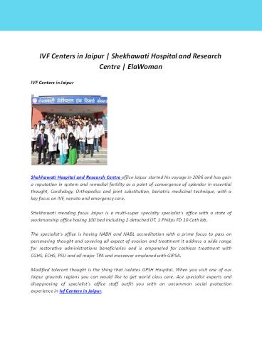 IVF Centers in Jaipur | Shekhawati Hospital and Research Centre | ElaWoman