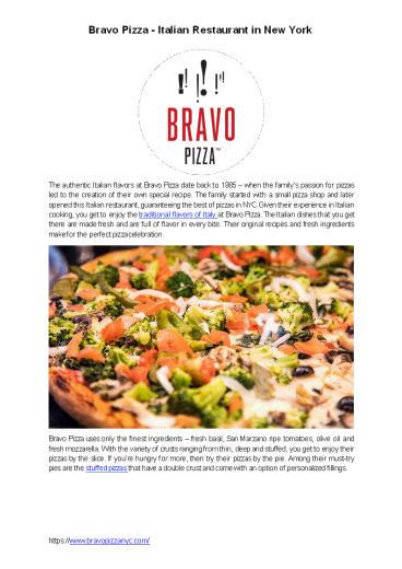 Bravo Pizza - Italian Restaurant in Midtown West NYC