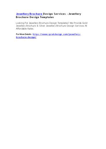 Jewellery Brochure Design Services - Jewellery Brochure Design Templates