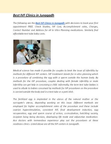 Best IVF Clinics in Junagadh