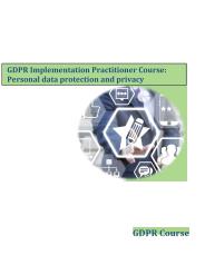 GDPR Implementation Practitioner Course: Personal data protection and privacy