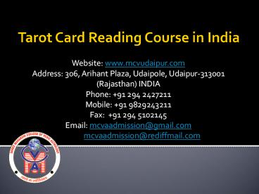 Tarot Card Reading Course in India