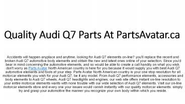 Find Best Audi Q7 Parts At PartsAvatar.ca