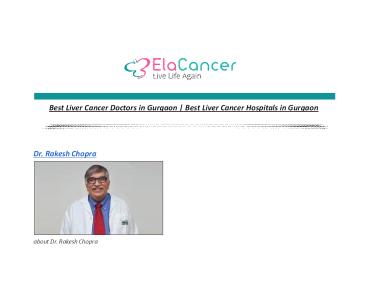 Best Liver Cancer Doctors in Gurgaon | Best Liver Cancer Hospitals in Gurgaon