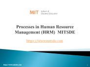 Processes in Human Resource Management (HRM) | MITSDE