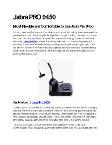 Jabra PRO 9450 Wireless Headset | Go HeadSets