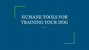 HUMANE TOOLS FOR TRAINING YOUR DOG