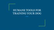 HUMANE TOOLS FOR TRAINING YOUR DOG