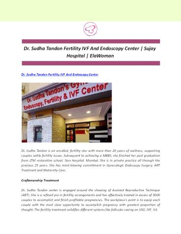 Dr. Sudha Tandon Fertility IVF And Endoscopy Center | ElaWoman