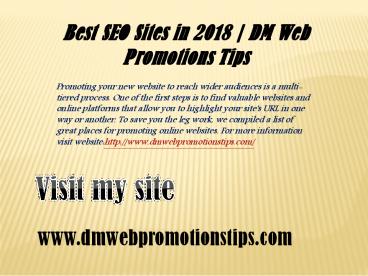 Best SEO Sites in 2018 | DM Web Promotions Tips