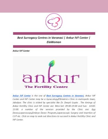 Best Surrogacy Centres in Varanasi | Ankur IVF Center |  ElaWoman