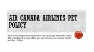 Air Canada Airlines Pet Policy