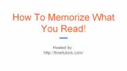 Curriculum memorizing tips for students