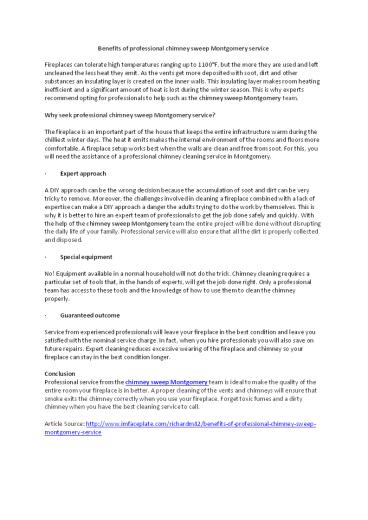 Benefits of professional chimney sweep Montgomery service