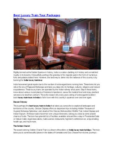 Best Luxury Train Tour Packages in India