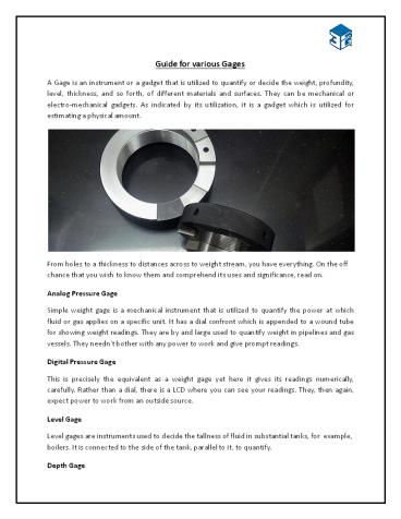 Guide for various Gages