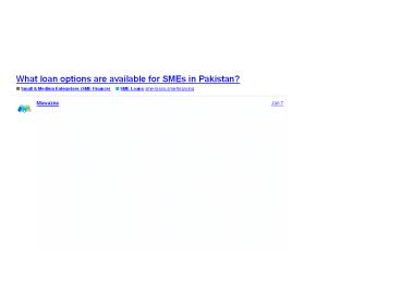 What loan options are available for SMEs in Pakistan?