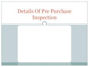 Details Of Pre Purchase Inspection