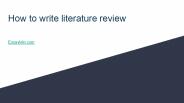 [PRESENTATION] How to write literature review