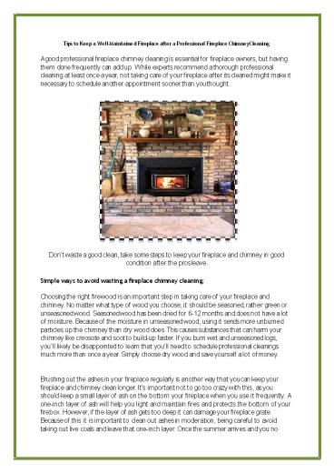 Tips to Keep a Well Maintained Fireplace