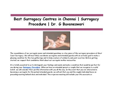 Best Surrogacy Centres in Chennai |  Surrogacy Procedure | Dr. G Buvaneswari