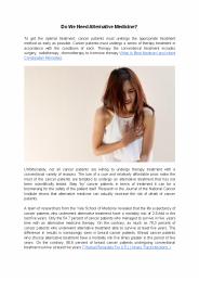 Do We Need Alternative Medicine