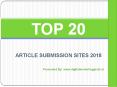Top 20 Free Article Submission Sites 2018 PowerPoint PPT Presentation