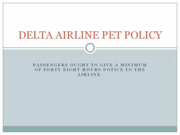 Delta Airline Pet Policy