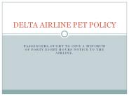 Delta Airline Pet Policy