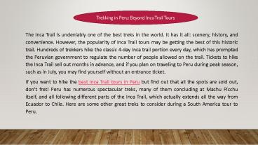 Trekking in Peru: Beyond Inca Trail Tours